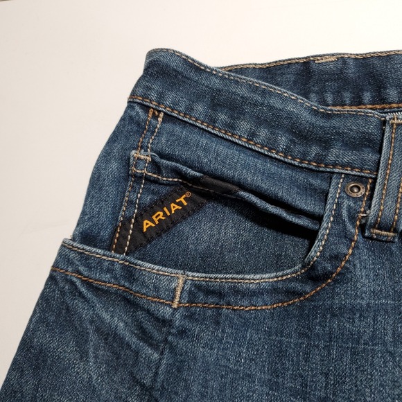 Ariat Rebar M4 Relaxed Boot Jeans Mens 36x30/28 Blue Workwear Denim - Picture 2 of 7